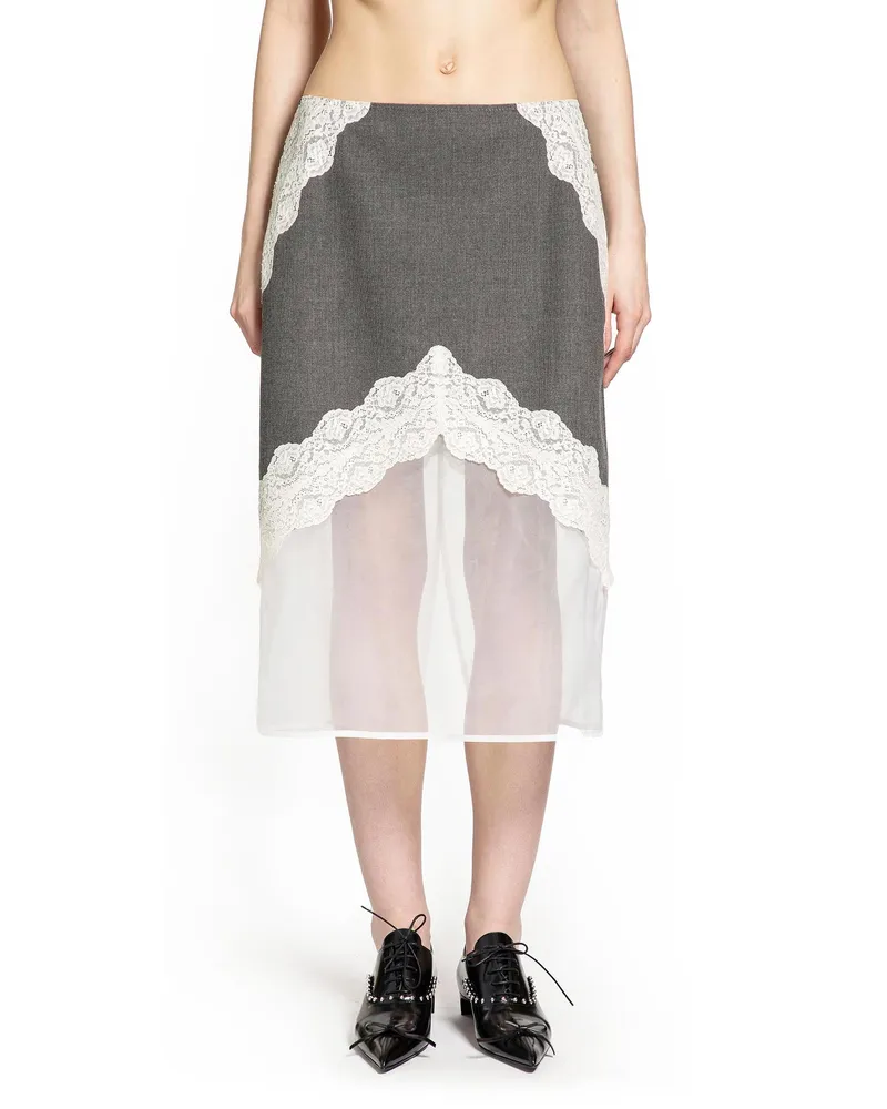 Jil Sander Wool Canvas Skirt Grey