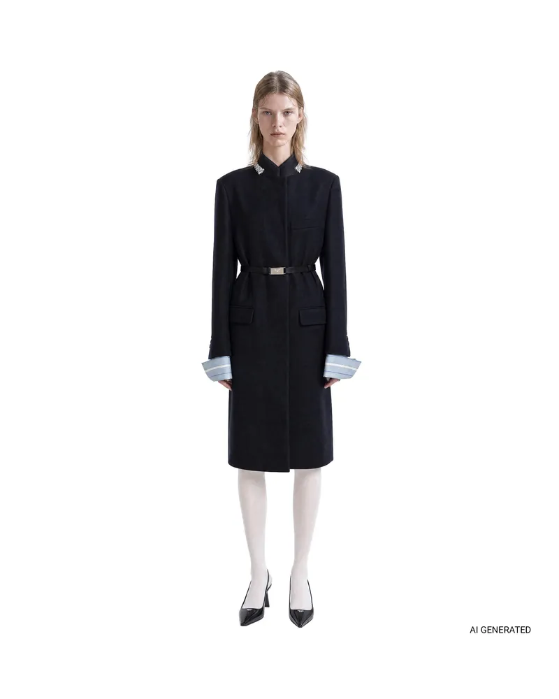 Prada Double Wool Coat Blue