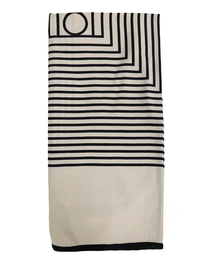 Totême Centered Monogram Silk Scarf Black&white