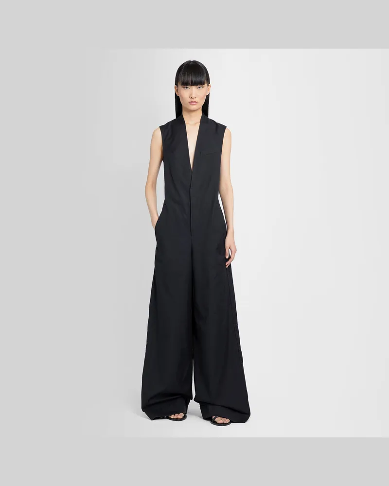 Ann Demeulemeester Valerie Jumpsuit in Light Cotton Canvas Black