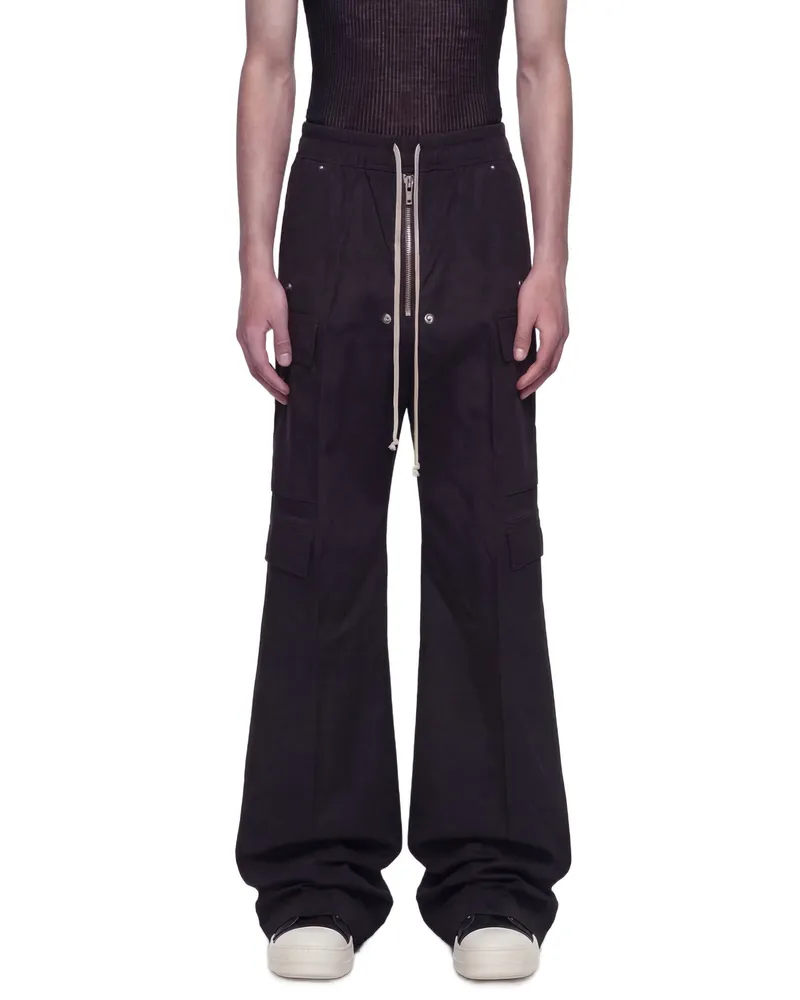 Rick Owens Temple Cargobelas in Silk Taffeta Black