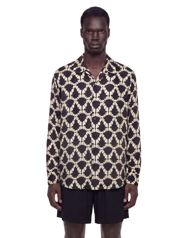 Laneus Lightweight Viscose Graphic Shirt Brown