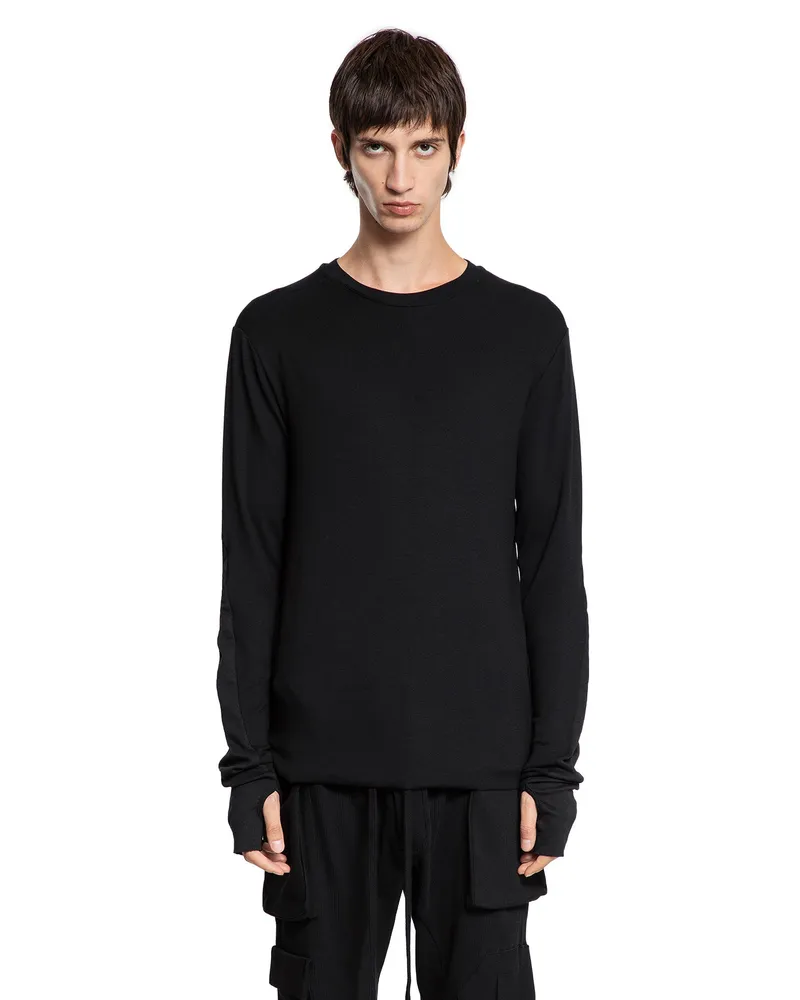 THOM KROM Long Sleeve T-Shirt with Hand Gaiters Black