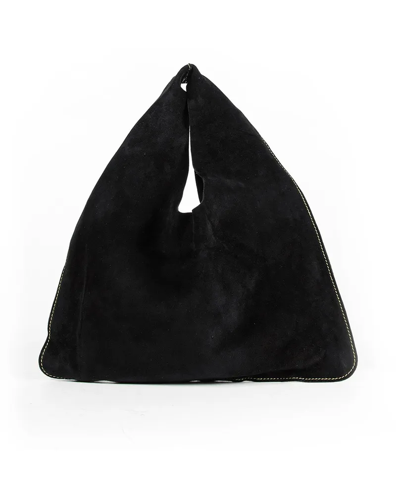 The Row Small Bindle Bag in Suede Black