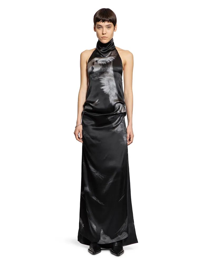 Ann Demeulemeester Rut Highneck Open Back Maxi Dress Black