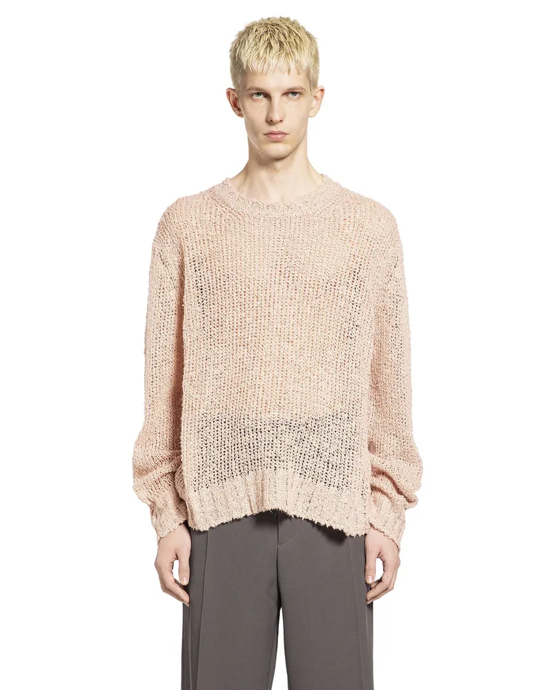 Jil Sander Chunky-Knit Linen Sweater Pink