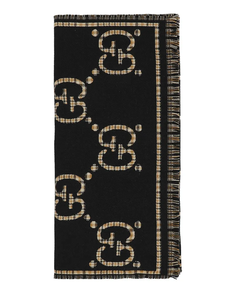 Gucci Check GG Wool Scarf Black