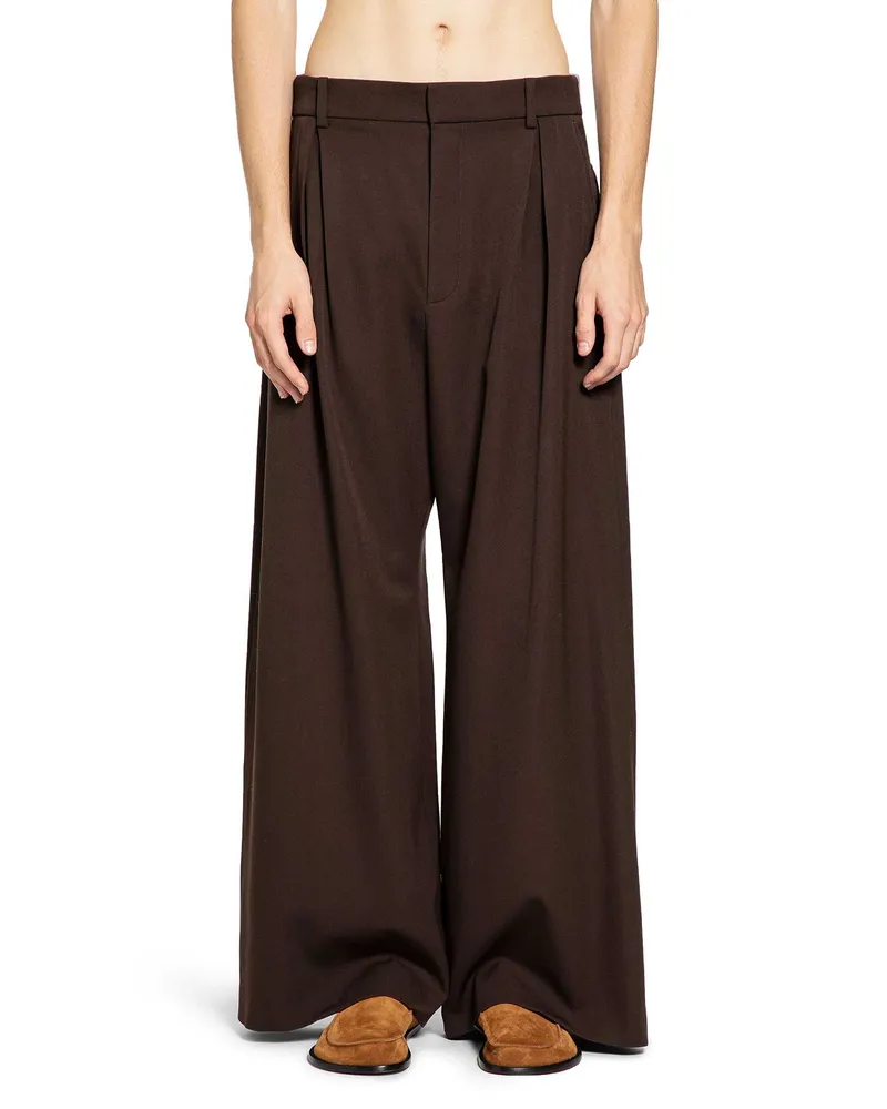 Loewe Tailored Trousers Wool Gabardine Brown