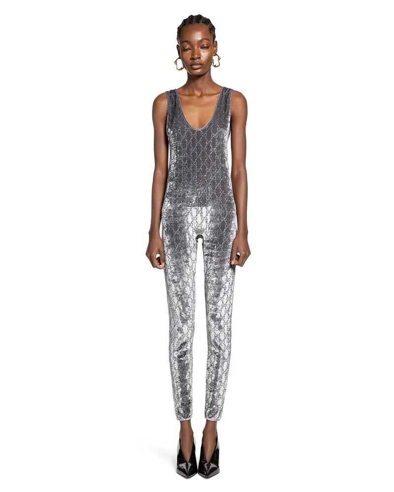 Gucci GG crystal embroidered jumpsuit Grey