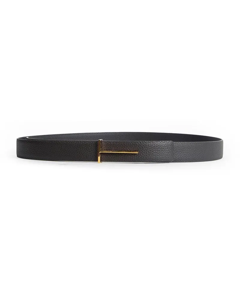 Tom Ford Grained Leather Slim Reversible Belt Brown
