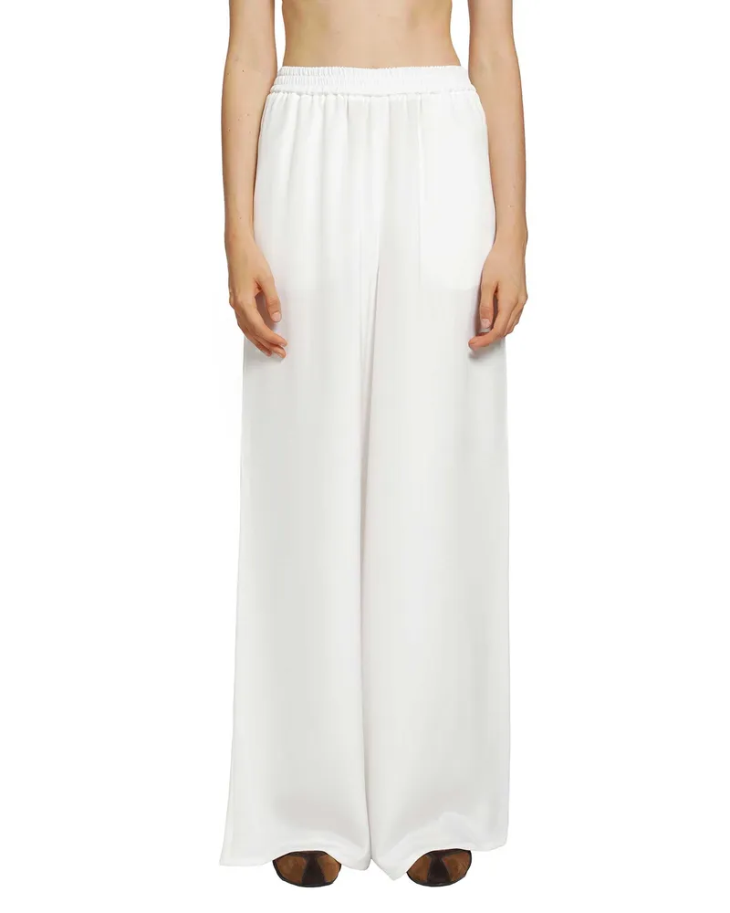 Max Mara Relax-fit Silk Trousers White
