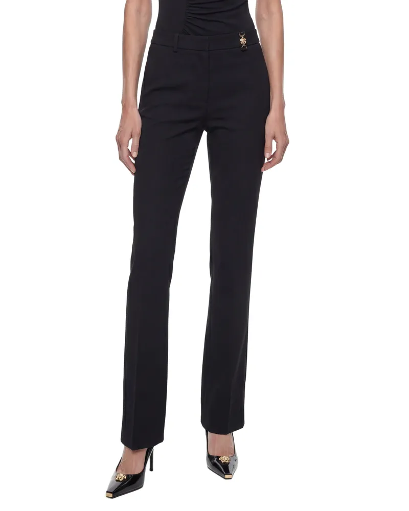 Versace Flared Stretch Wool Trousers Black