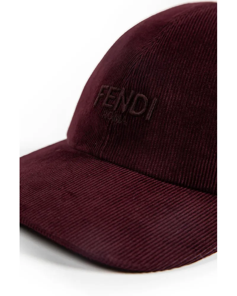 Fendi Corduroy Baseball Cap Red