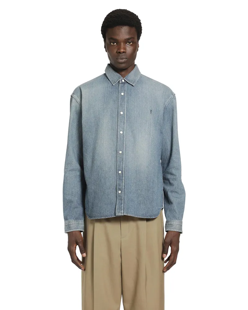 Saint Laurent Cassandre Denim Shirt Blue