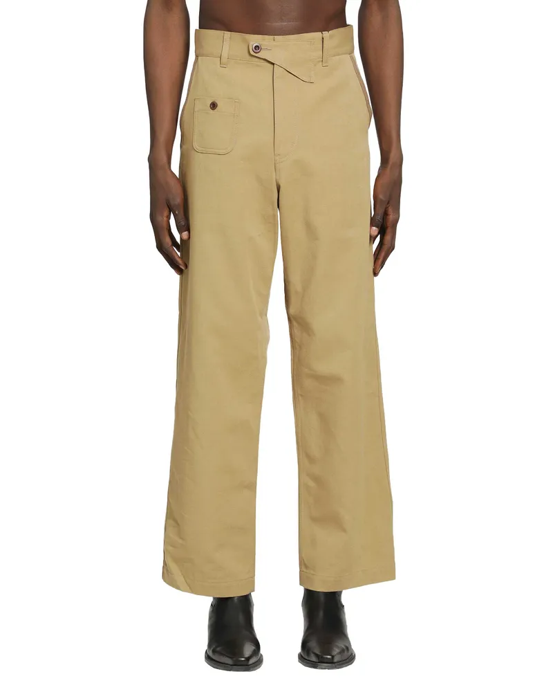 Junya Watanabe Cotton Wool Flared Trousers Beige