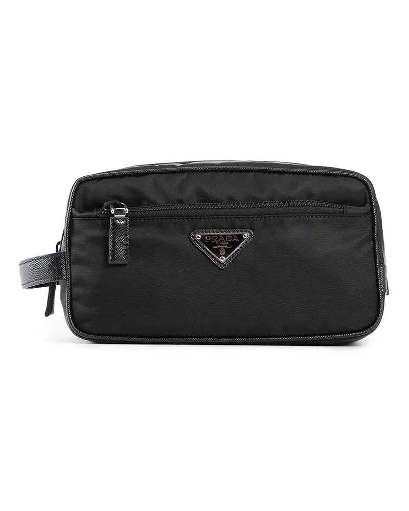 Prada Re-Nylon and Saffiano leather travel pouch Black