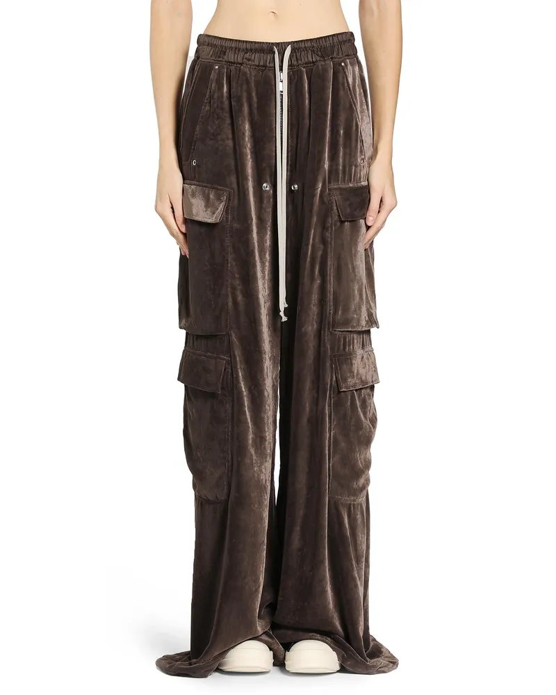 Rick Owens Viscose Silk Straight Leg Trousers Grey