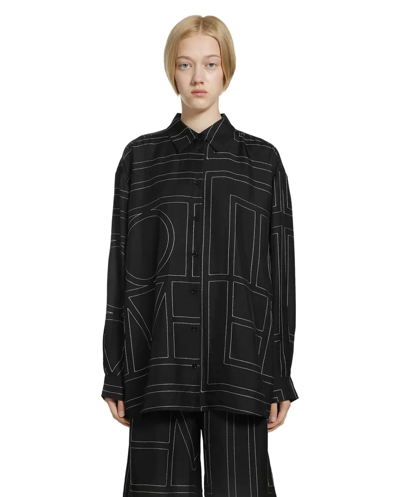 Totême Classic Embroidered Shirt Black&white