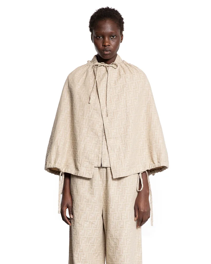 Fendi FF Chambray Denim Cape Beige
