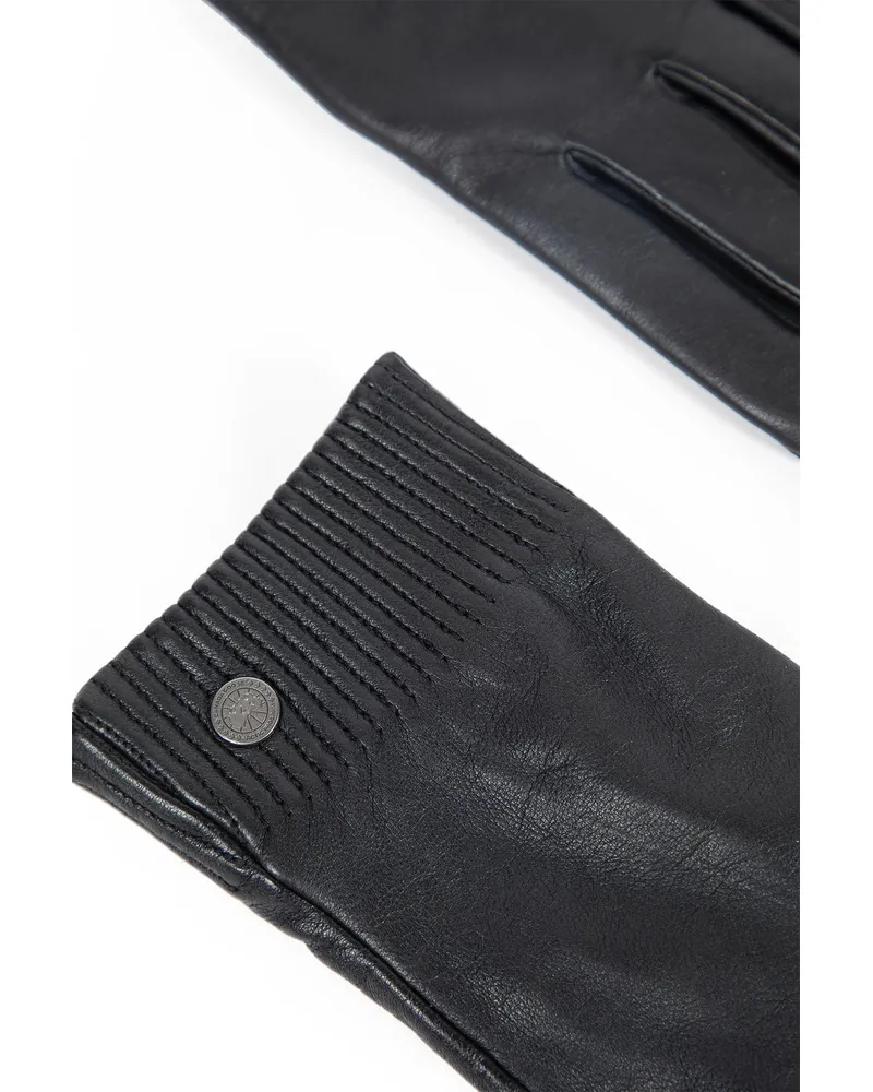 Canada Goose Leather Gloves Ribbed Luxe Black