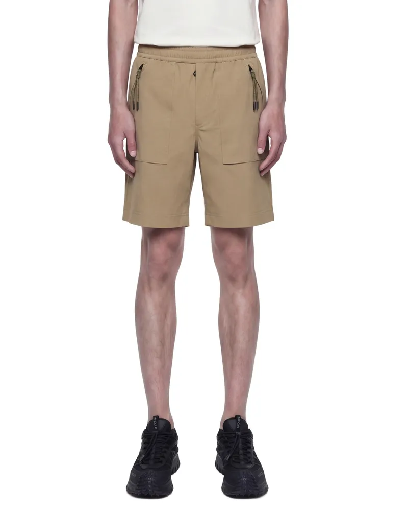 Moncler Technical Froissé Shorts Beige