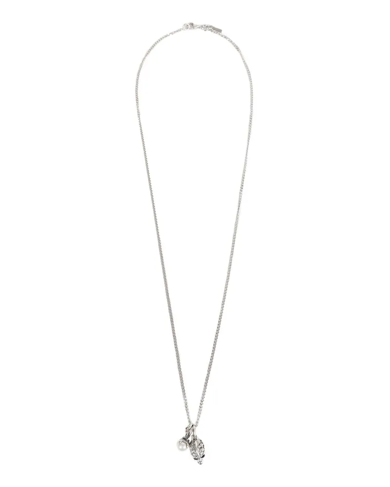 Emanuele Bicocchi Flourish Skull Necklace Silver