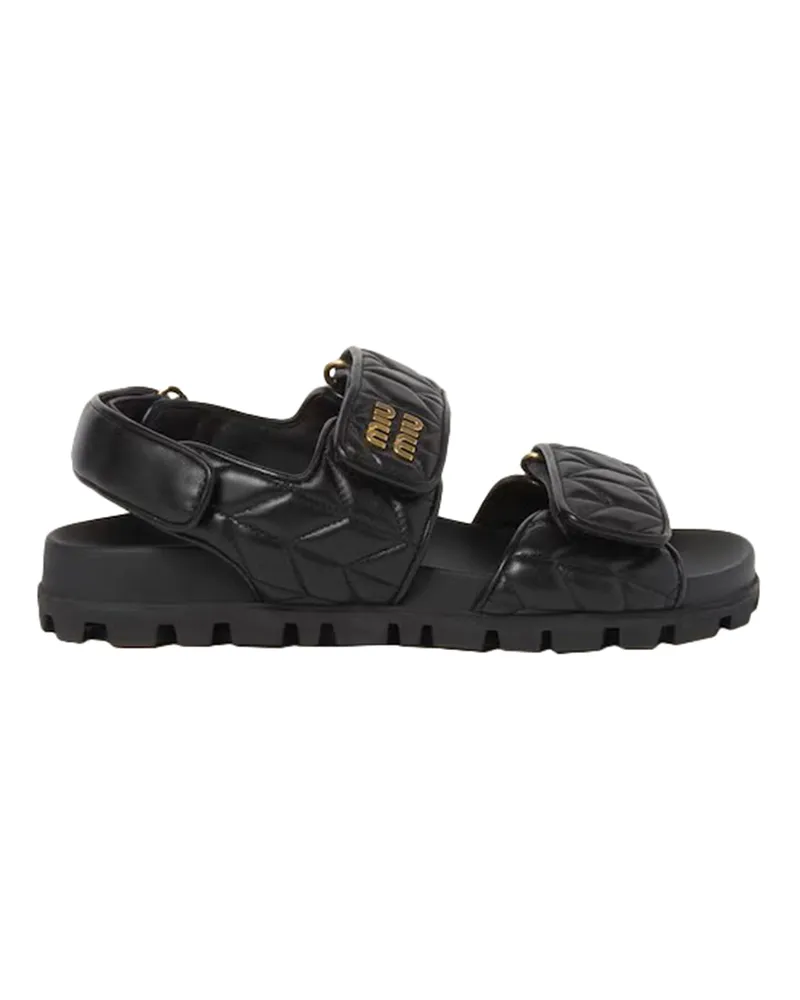 Miu Miu Sporty Matelassé Leather sandals Black