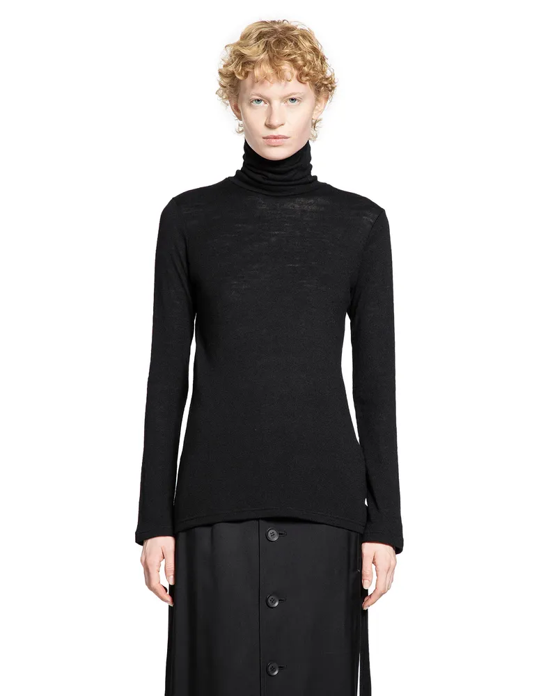 Yohji Yamamoto Highneck Long Sleeve T-Shirt Black