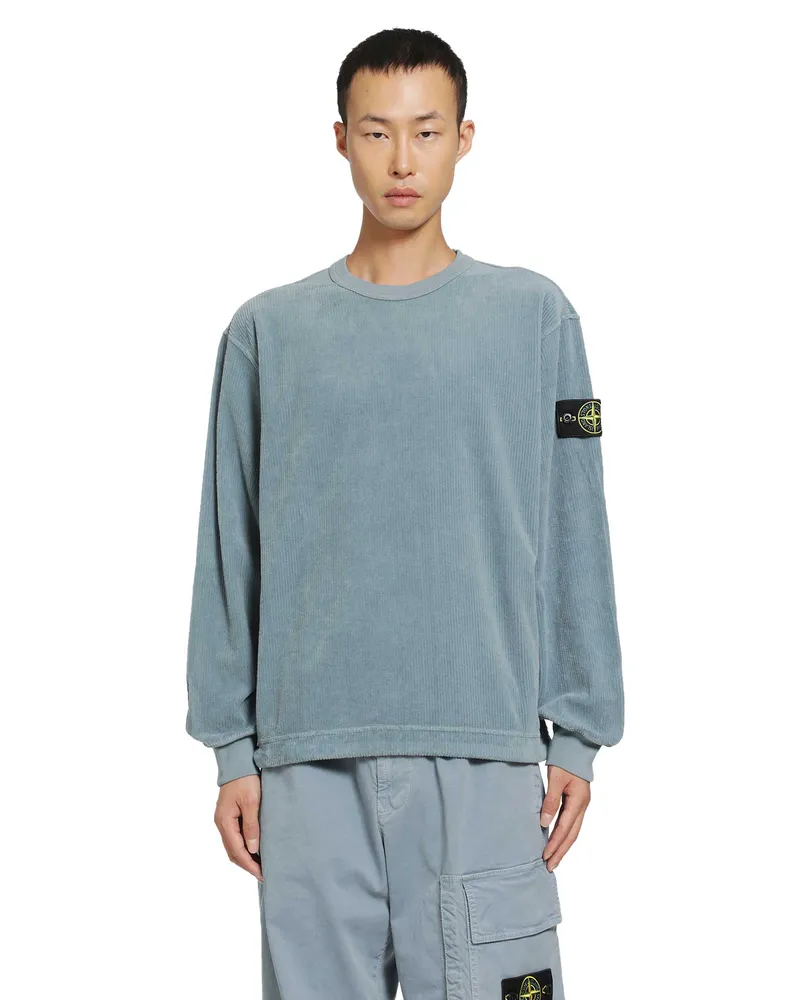 Stone Island 6100030 Jersey Corduroy Sweatshirt Blue
