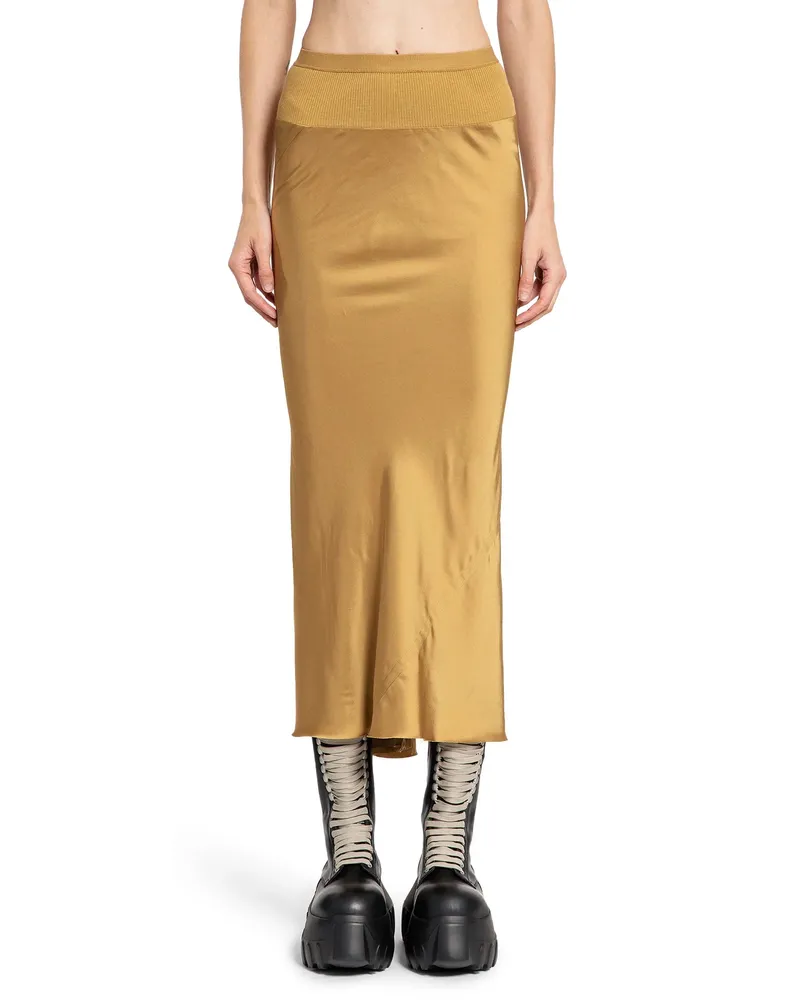 Rick Owens Porterville Calf Bias Skirt Yellow