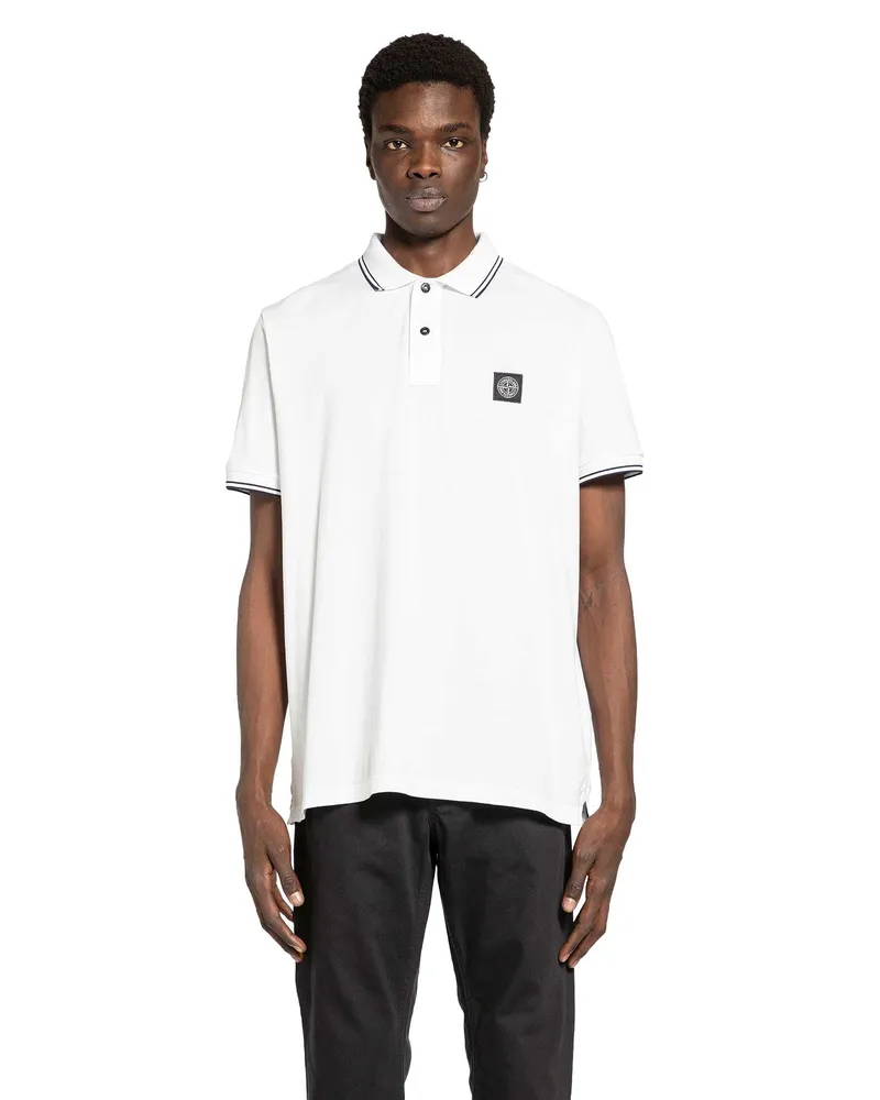 Stone Island 2200010 Stretch Piqué Polo Shirt White