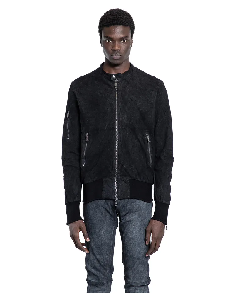 Giorgio Brato Vegetal Nubuck Biker Jacket Black