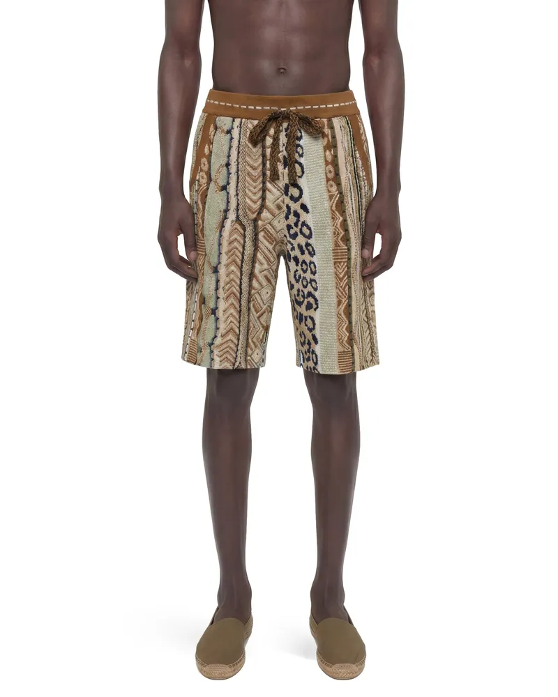 Laneus Graphic Knit Shorts Brown