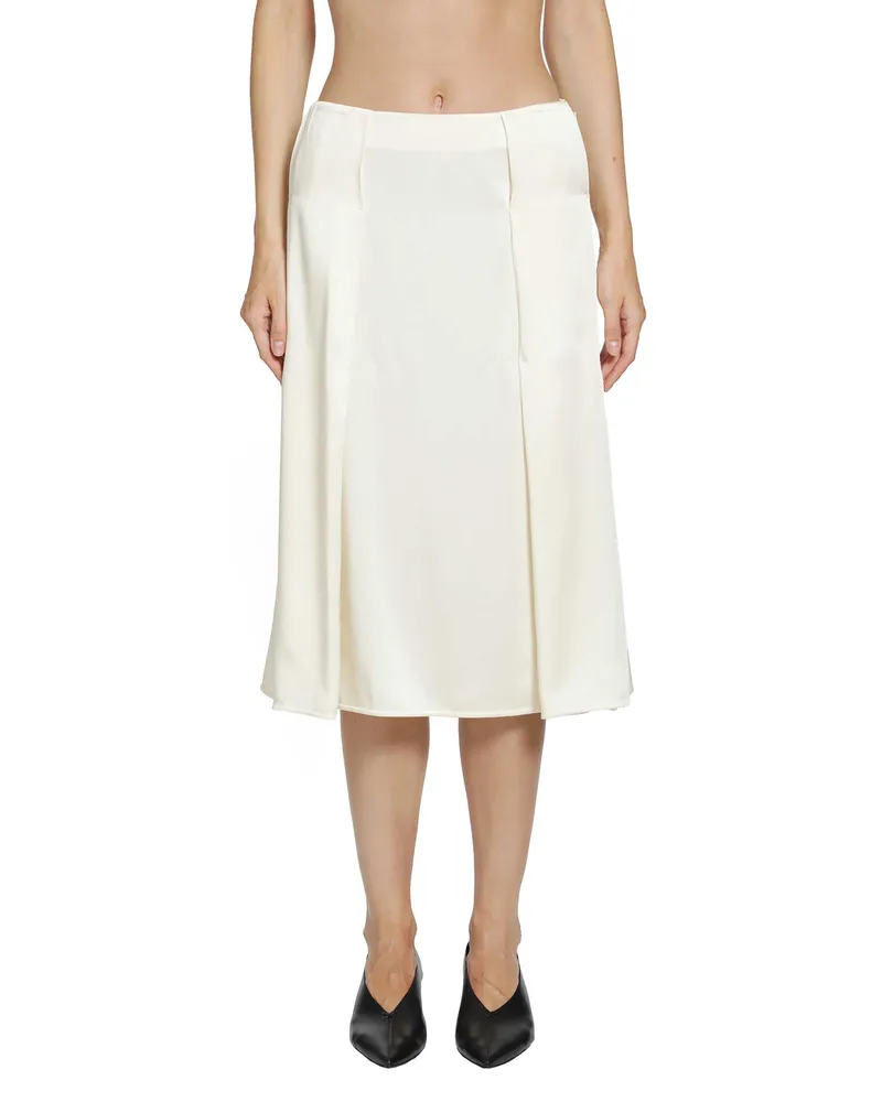 Jil Sander Envers Satin Pleated Skirt Off-white