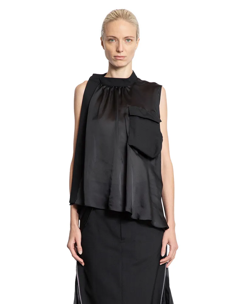 Sacai Satin Sleeveless Top Black