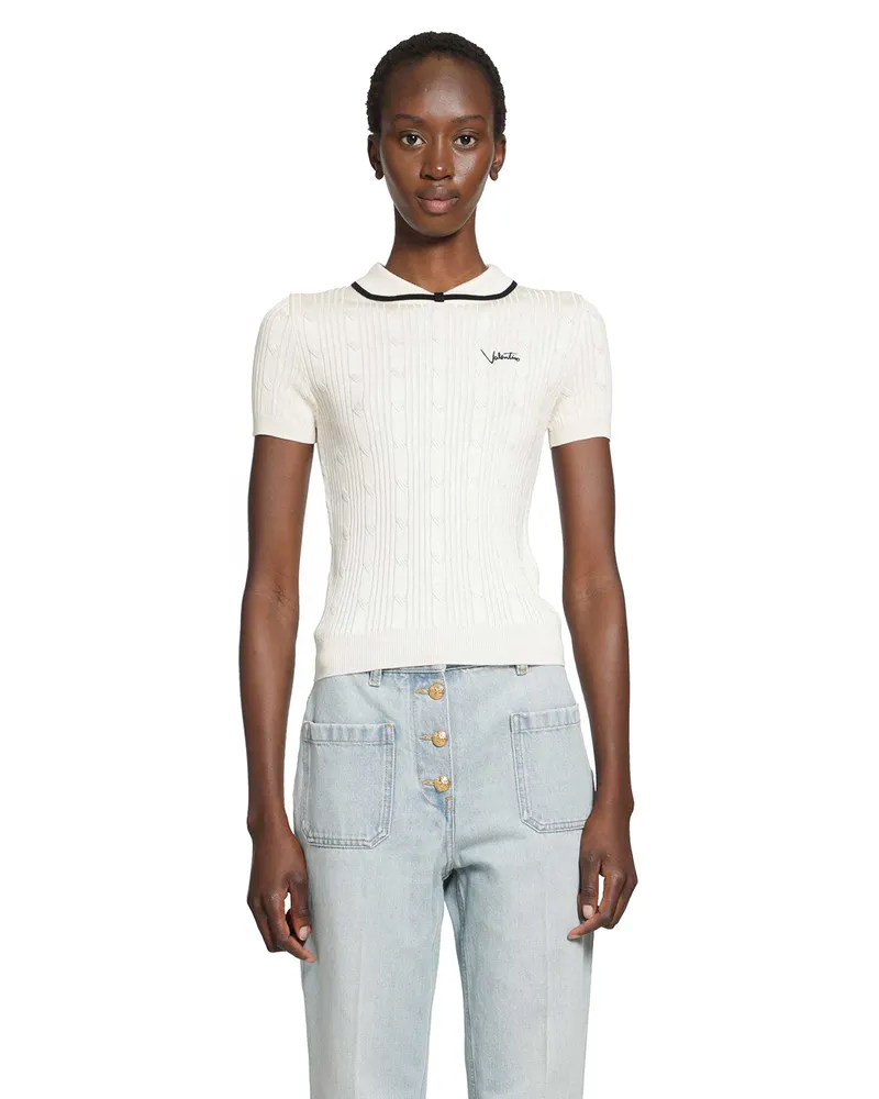Valentino Garavani Cotton-blend Top Off-white