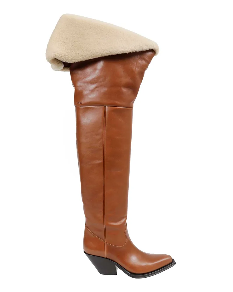 Chloé Azelan Thigh High Boots Brown