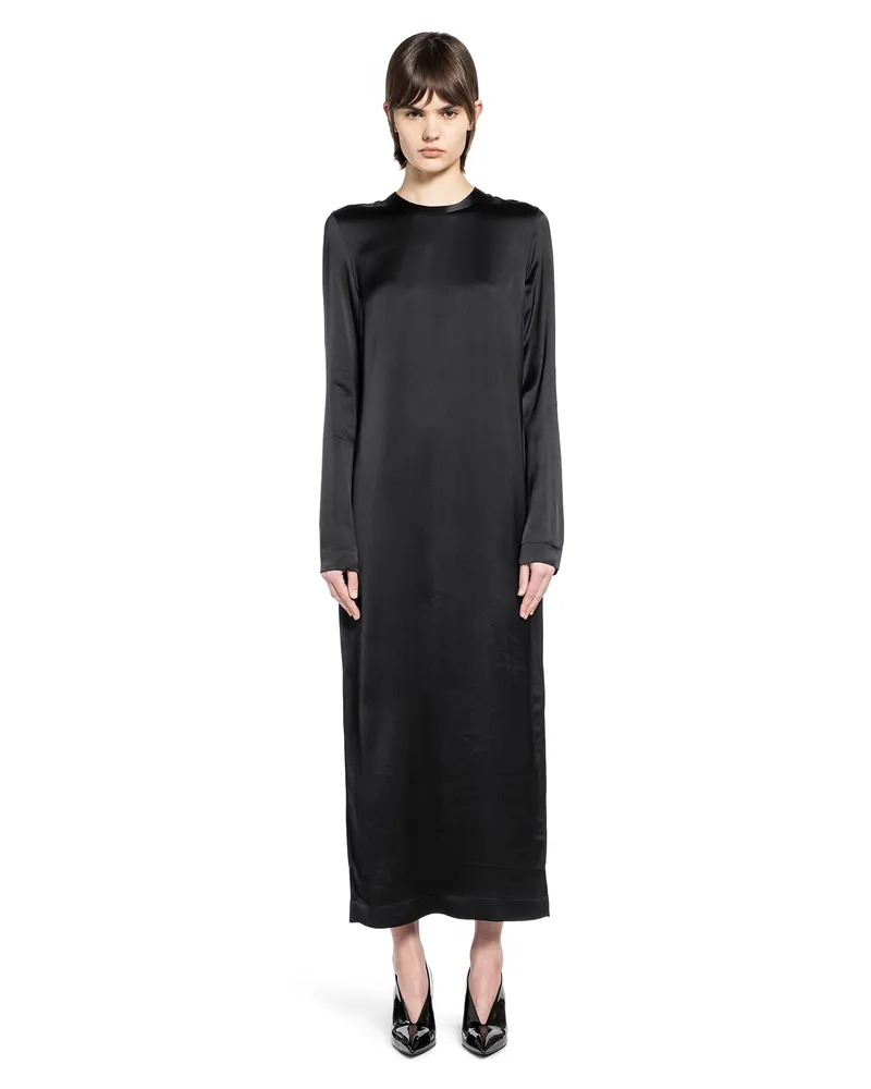 Totême Long Satin Dress Black