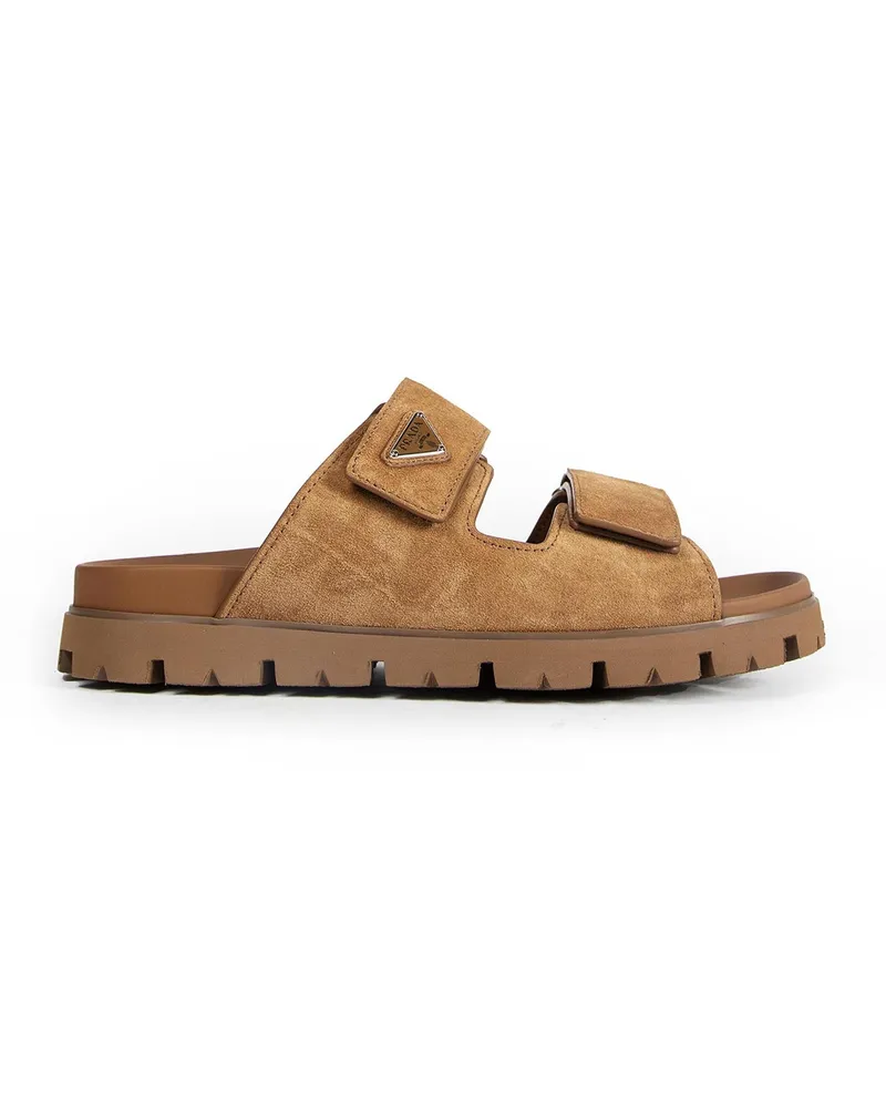 Prada Suede Band Sandals Brown