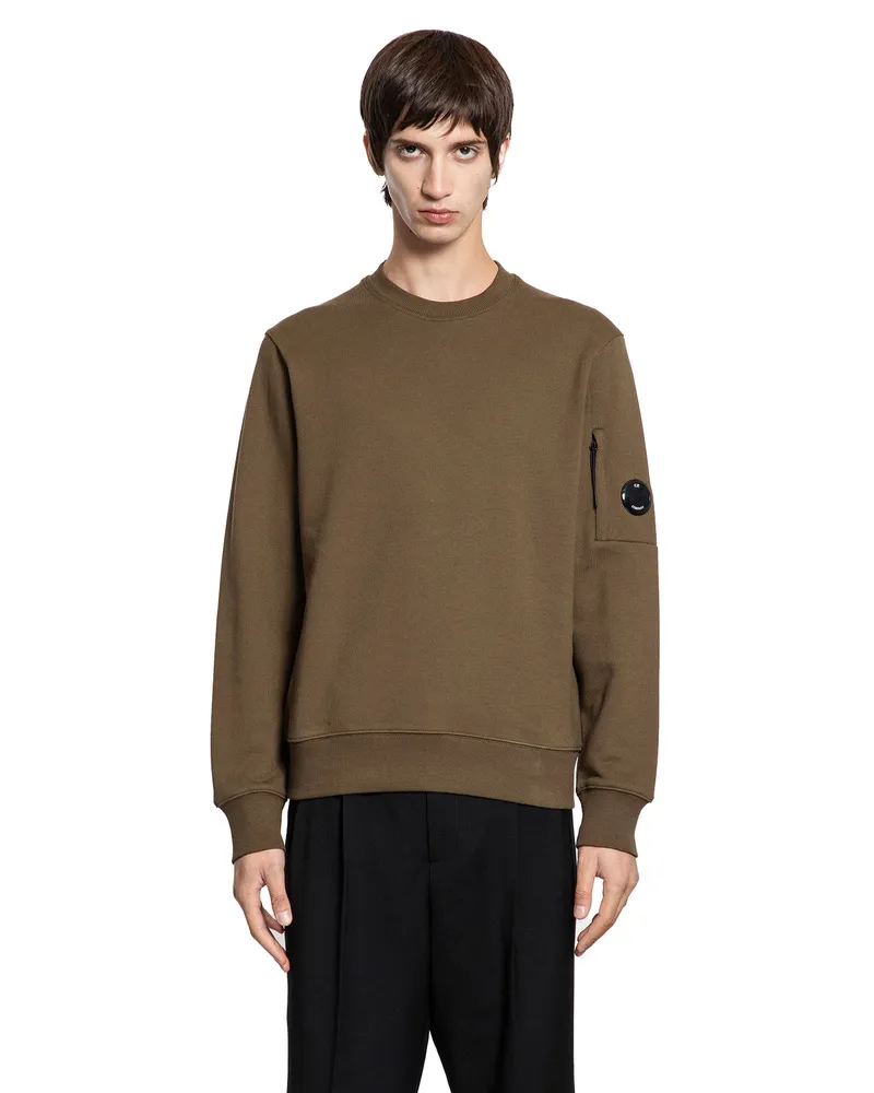 C.P. Company Diagonal Raised Fleece Lens Sweatshirt Green
