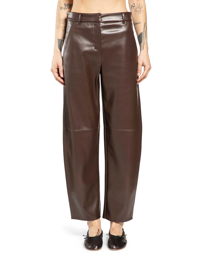 Max Mara Coated Barrel Leg Trousers Brown