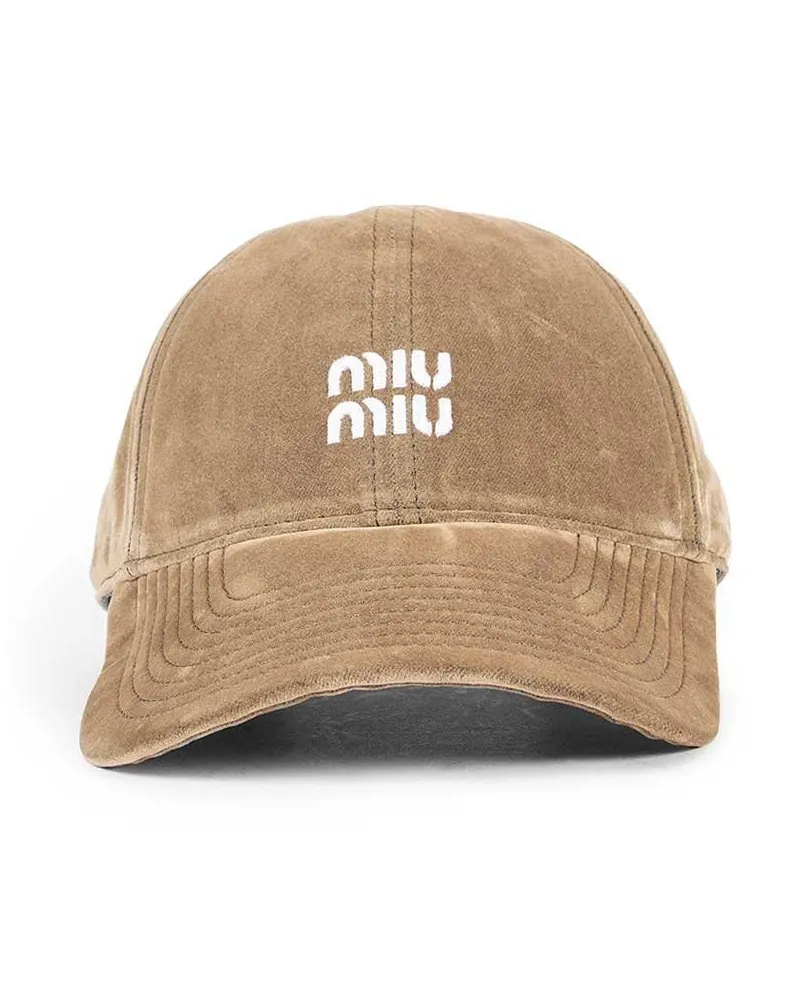 Miu Miu Velvet Baseball Cap Beige