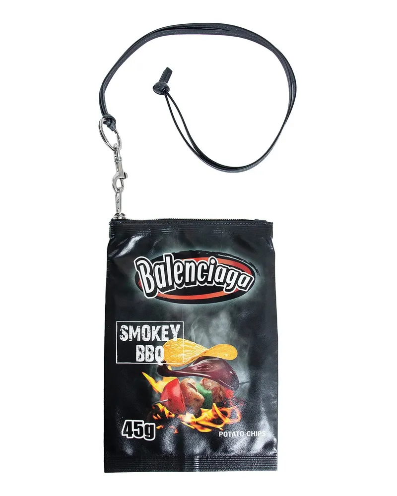 Balenciaga Chips Phone Holder Pouch Black