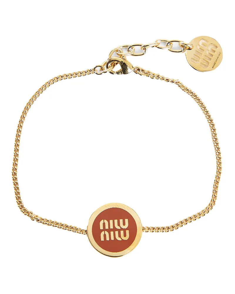 Miu Miu Enamelled Logo Bracelet Gold