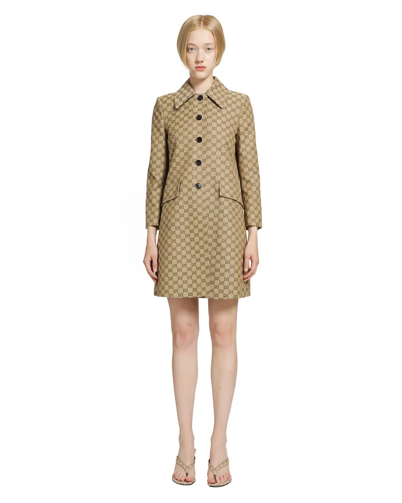 Gucci GG Cotton Canvas Coat Beige