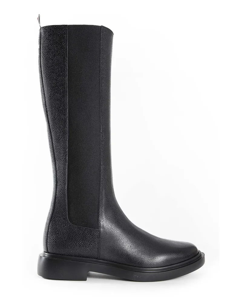 Thom Browne Pebble Grain 4-Bar Knee High Chelsea Boots Black