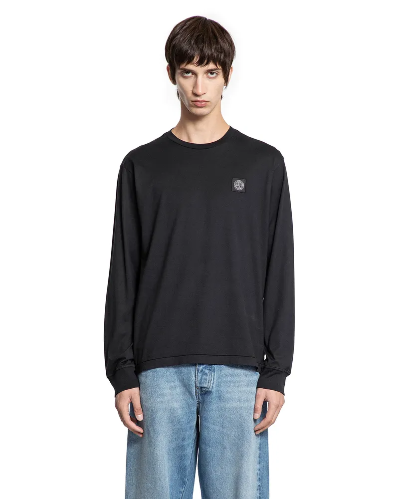 Stone Island 2100028 Cotton Jersey Long Sleeve T-Shirt Black