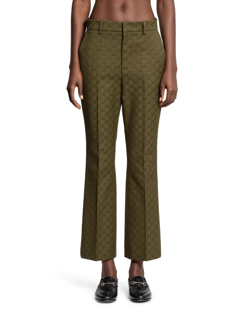 Gucci GG Canvas Flared Trousers Green