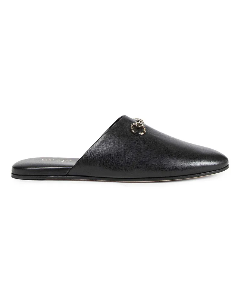 Gucci Leather Horsebit Slippers Black