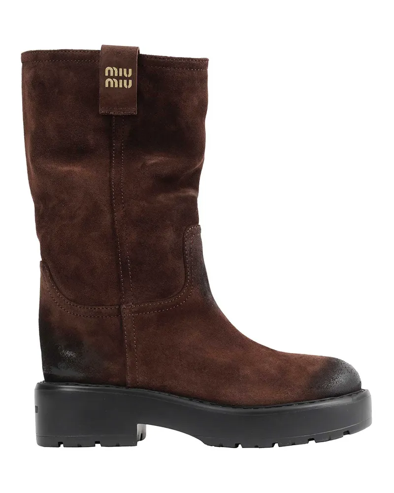 Miu Miu Foule Suede Boots Brown